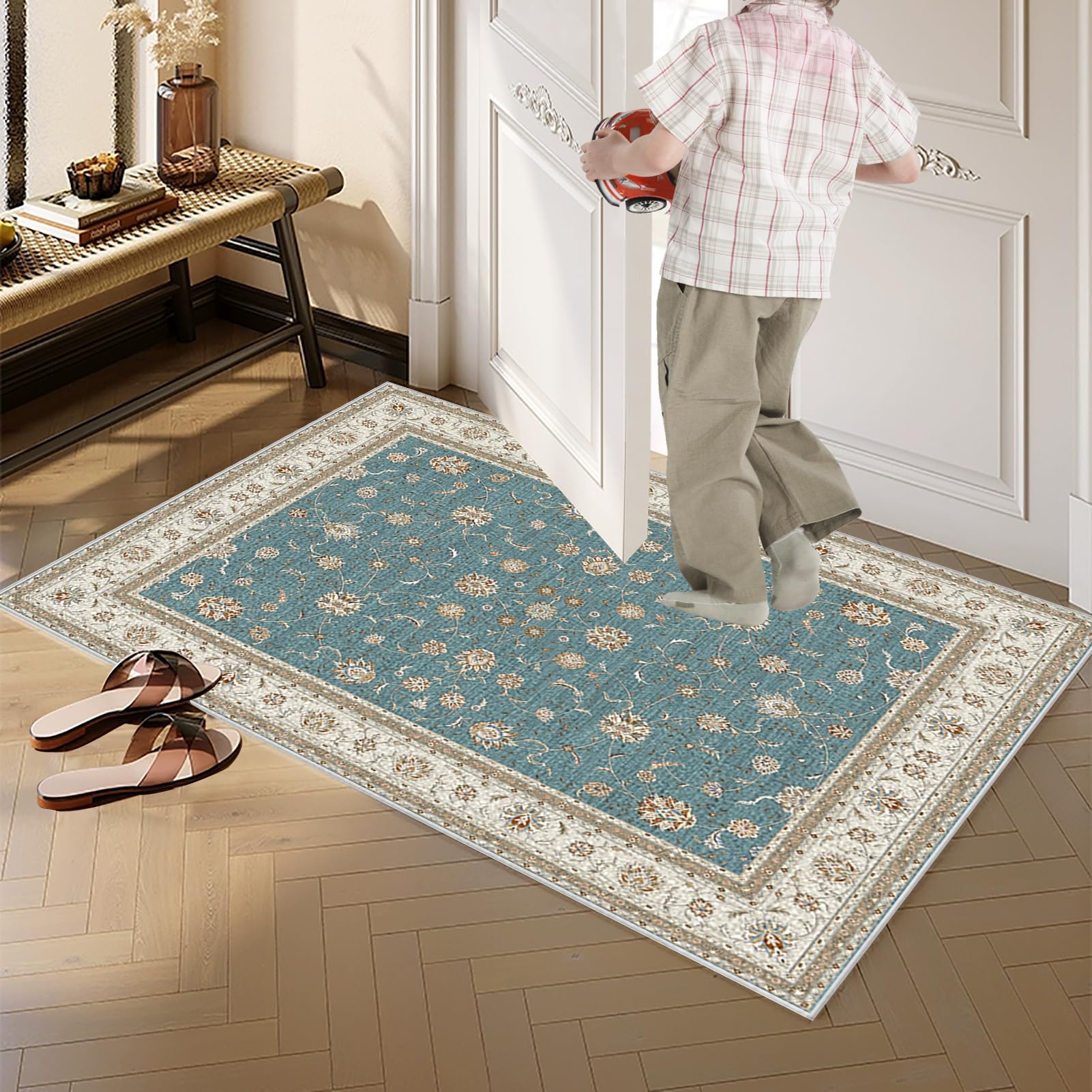 Dywan Chodnik Długi Korytarz 100 x 240 cm Dywan Kuchenny Lavabil Runner Kuchnia Korytarz Antypoślizgowe Dywaniki Chłonne Wejście Chłonny Dywan Przedpokój do salonu, sypialni