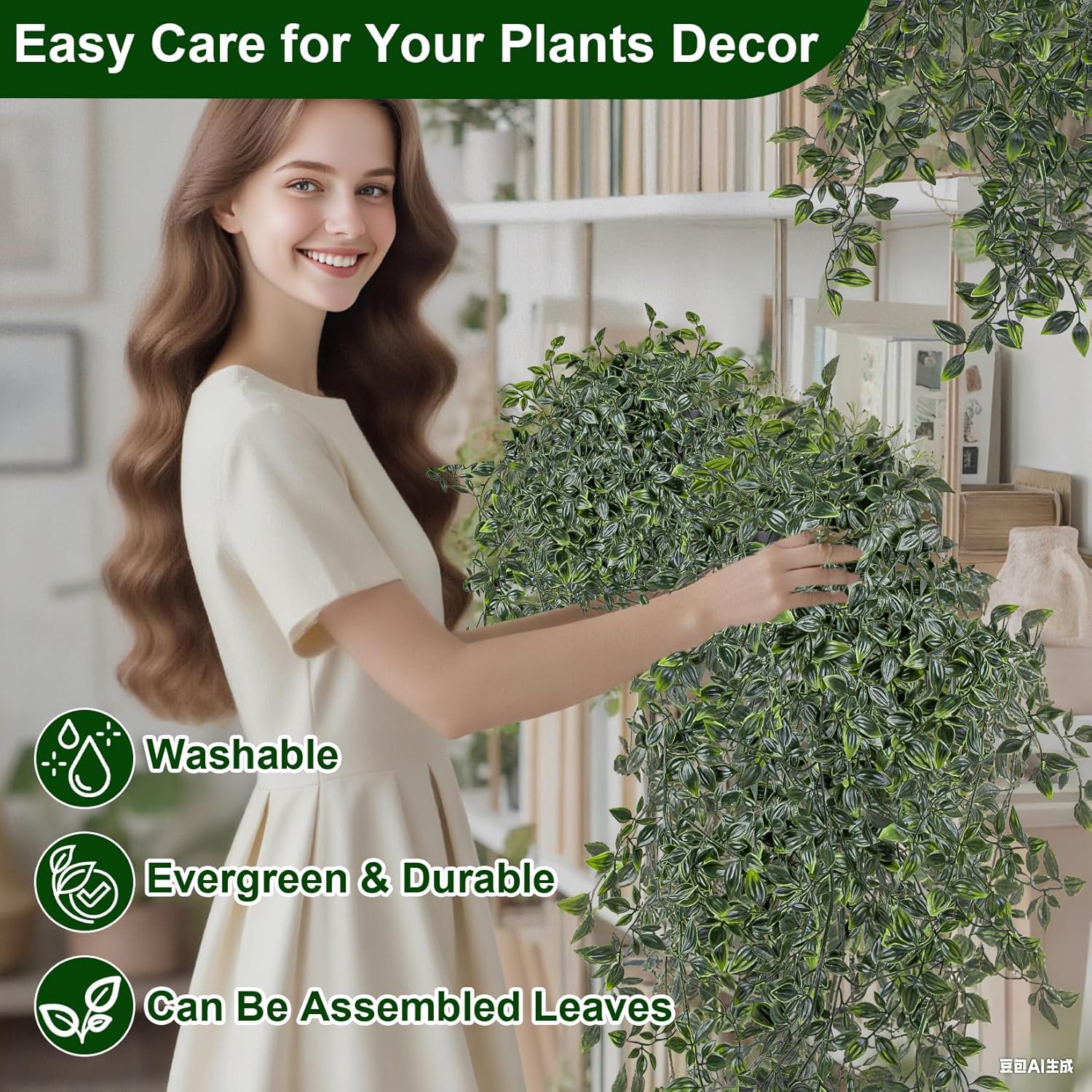 3PCS Faux Plants Indoor - Lifelike Fake Hanging Plants, Faux Mandala Vines Small Hanging Plant for Bathroom Wall Shelf Home Living Room Patio Garden Wedding Jungle Party Outdoor Decor - Image 6