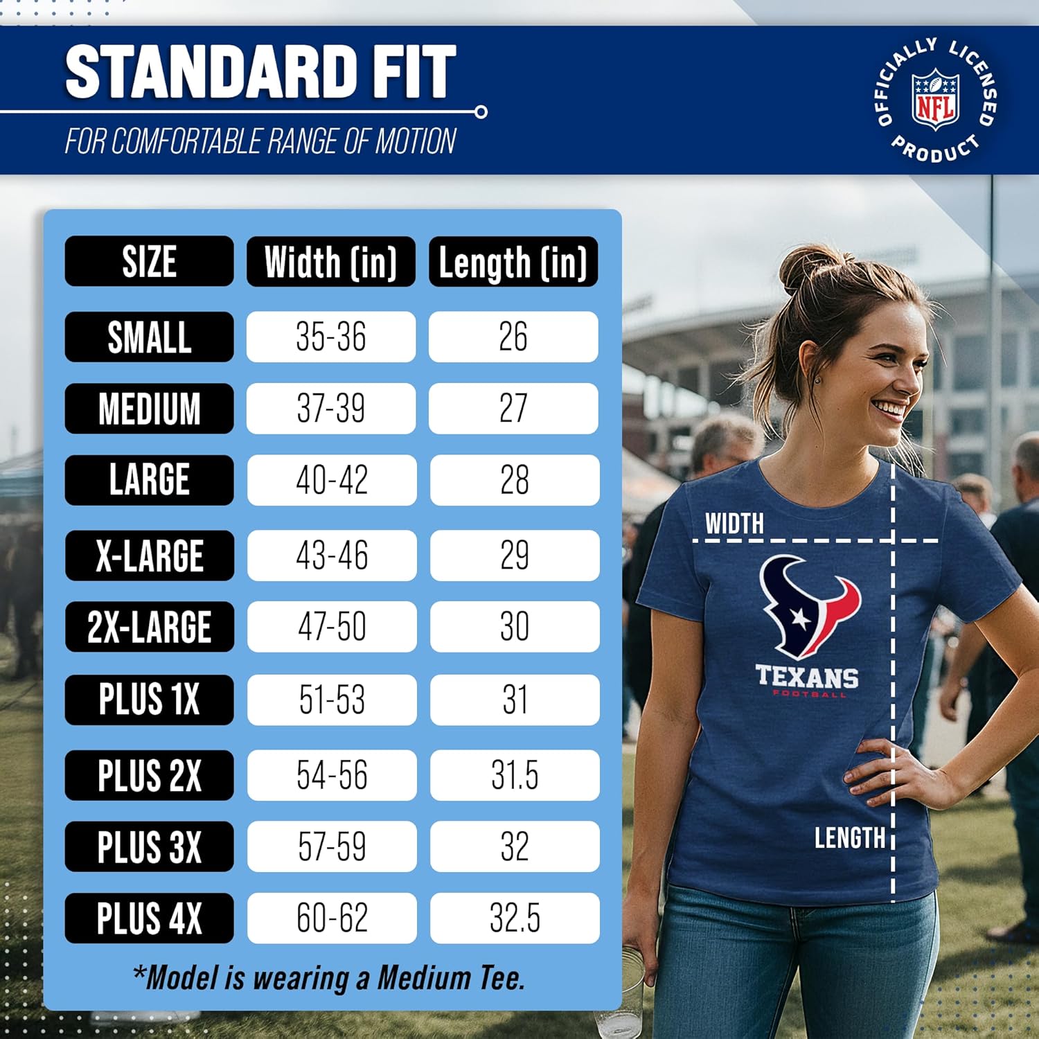 Team Fan Apparel Women's NFL Ultimate Fan Logo Short Sleeve T-Shirt - 100% Cotton - Officially Licensed - Tagless Tee (Houston Texans - Navy, Large) - Image 6