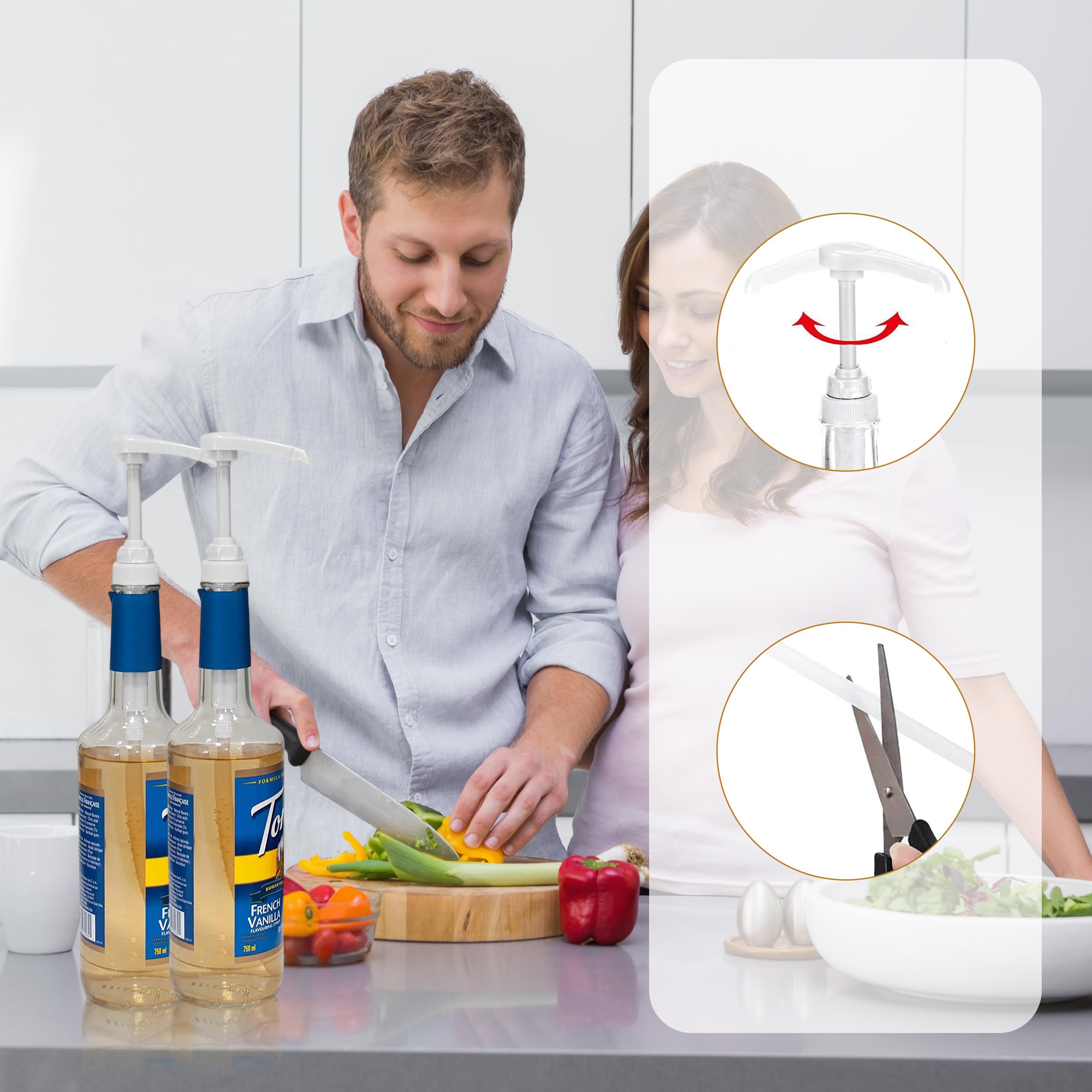 Sirup-Pumpspender 6er-Set – Schwarz, PP-Kunststoff, 8-10 Ml Pro Hub, Mit Verlängerbarem Rohr Für Kaffeesirup, Honig, Schokolade & Lotion