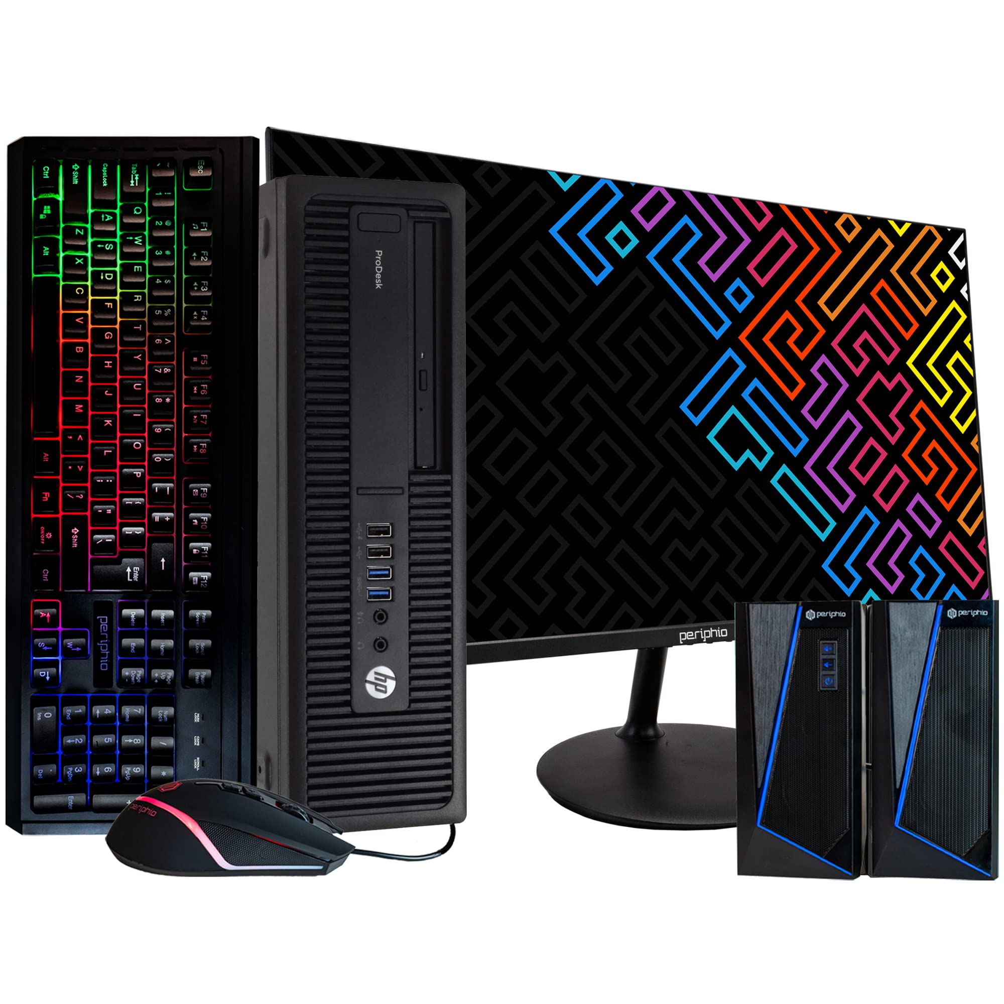 HP 600G2 SFF Desktop Computer PC, Intel i5-6500, 16GB RAM 2TB HDD, Windows 10 Pro, New 23.6 FHD Monitor, New 16GB Flash Drive, RGB Keyboard & Mouse,