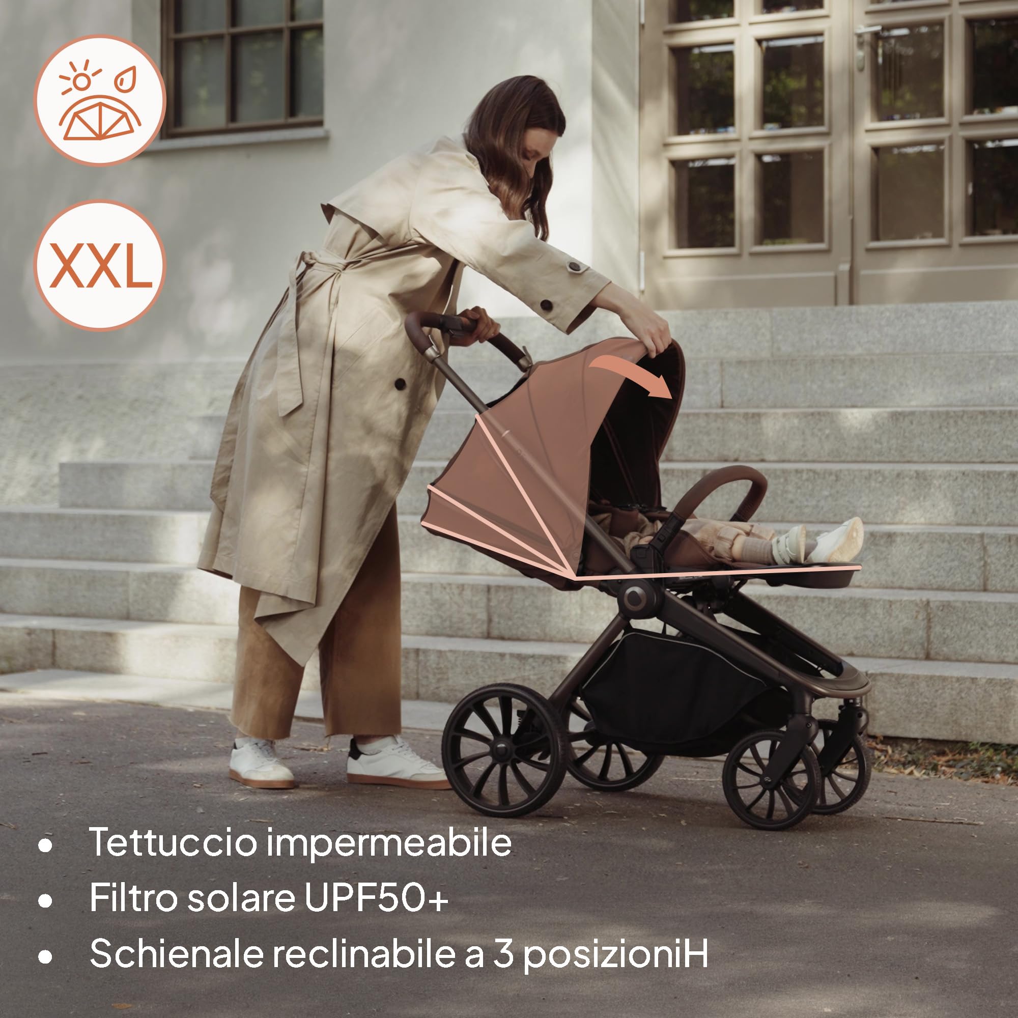 Lionelo Mika Plus All-Terrain - Passeggino leggero per bambini da 6 a 48 mesi fino a 22 kg, sedile reversibile, impermeabile, baldacchino UPF50+, sospensione anteriore e posteriore, grande cestino per