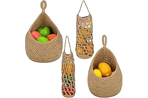 4 Pcs Jute Storage Baskets to Hang