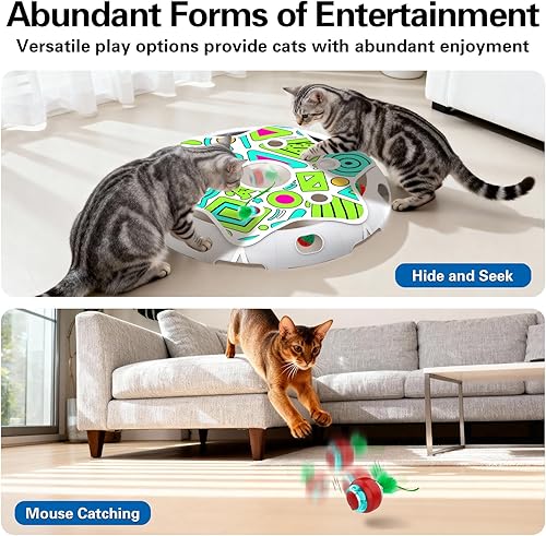 Miniatura 5 de Juego interactivo de juguete para gatos, juguete para esconderse y buscar con bola de gato activada por movimiento, 2 juguetes para gatitos, bola de