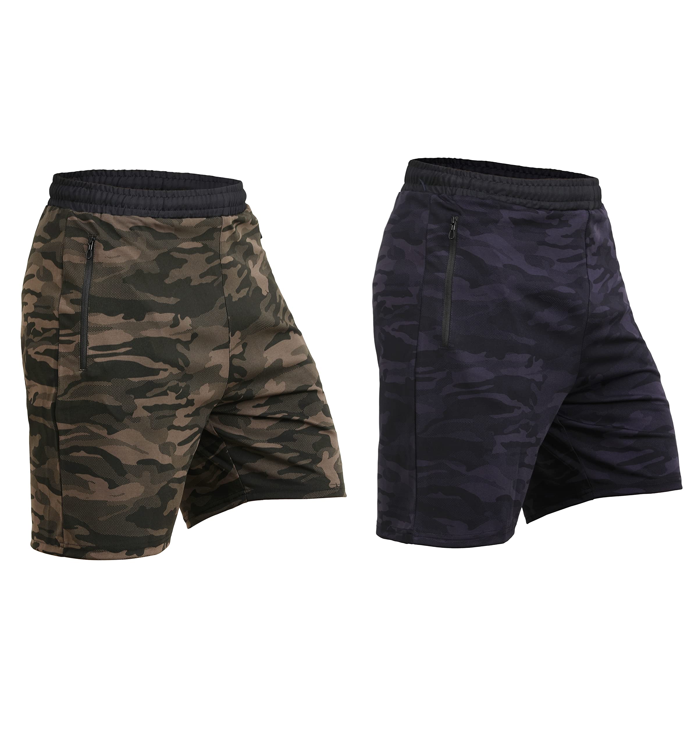 NEVER LOSEMen's Running Shorts, Men's Cycling Shorts, Gym Shorts with Zipper Pocket Both Sides Pack of 2