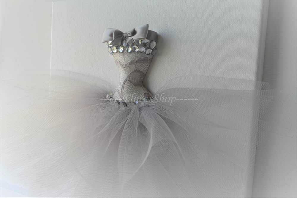Amazon.com: Silver princess dress canvas. 3D tutu wall art