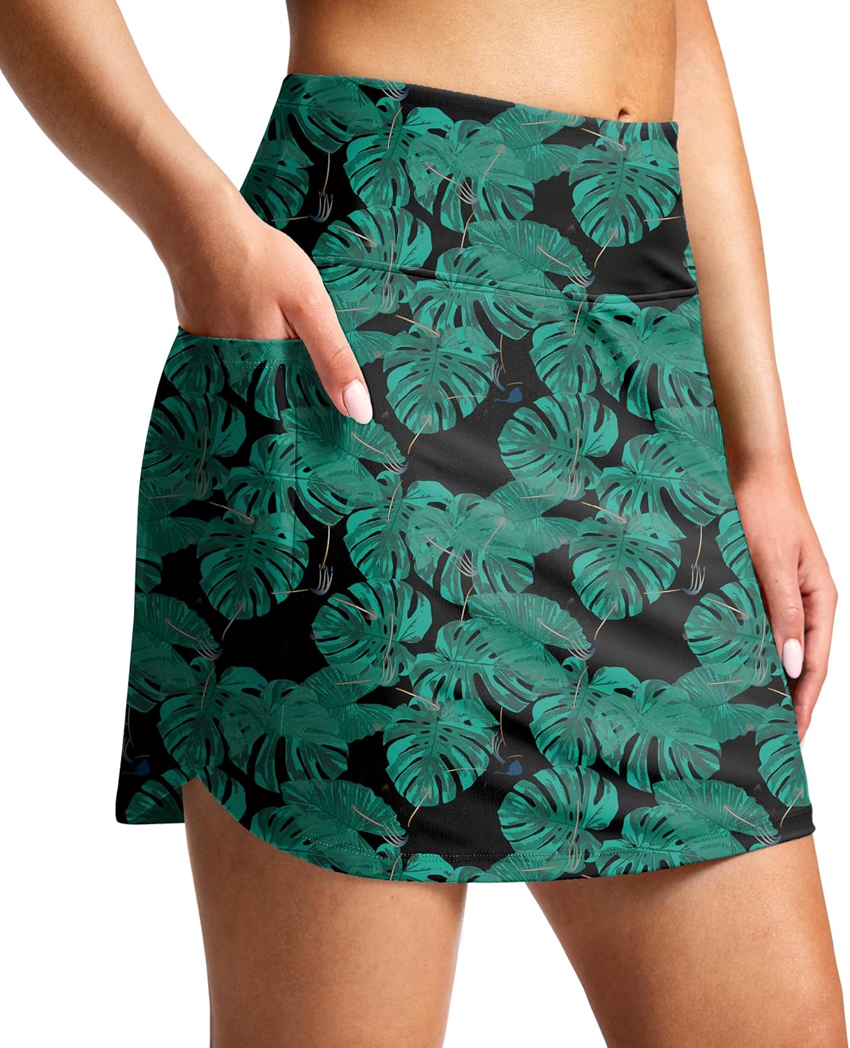 SANTINY Women's 17'' Long Swim Skirt with Pockets High Waisted Modest Tummy Control Swimsuit Skirt Bathing Suit Bottoms