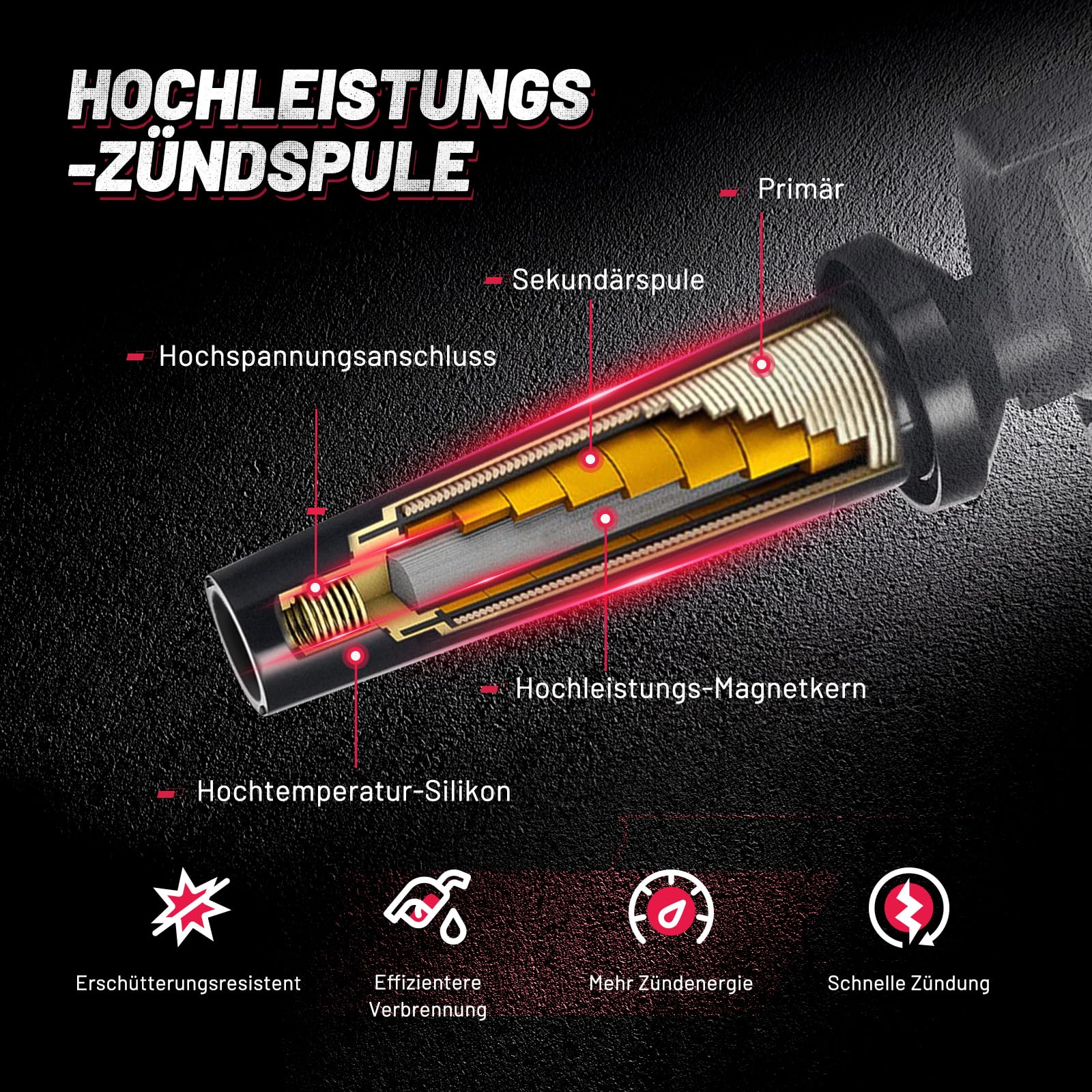 BDFHYK Zündspule 032905106 Premium Zündmodul Kompatibel mit Audi A3 1.2 1.6 1.8 A4 1.6 VW Golf 4 5 6 Bora 1.2 1.4 1.6 1.8 2.0, 032905106B, 032905106D, 032905106E, 032905106F