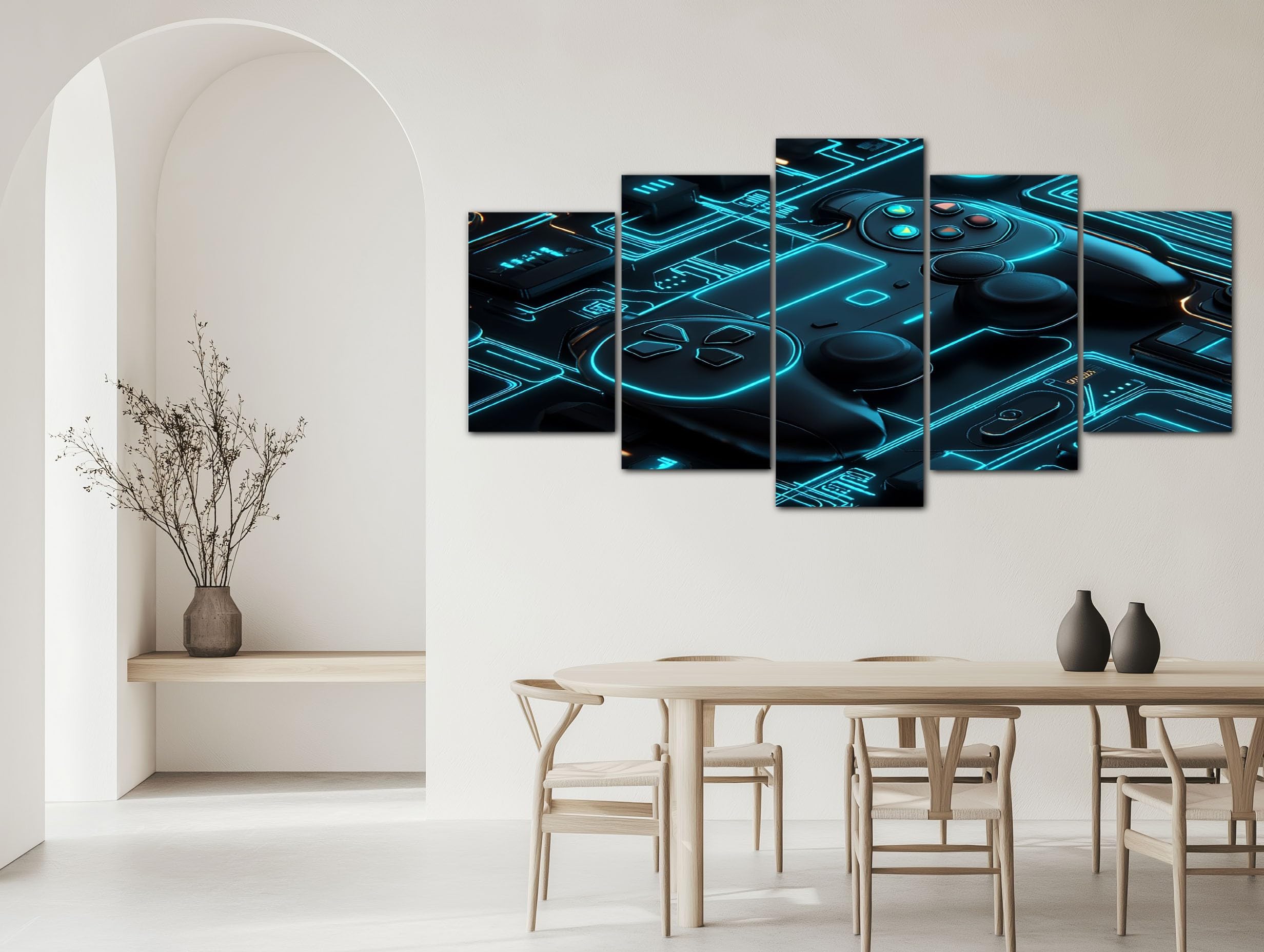 ZORYAN Toile Murale 5 Pieces Gamer Jeu Vidéo Tableau Moderne