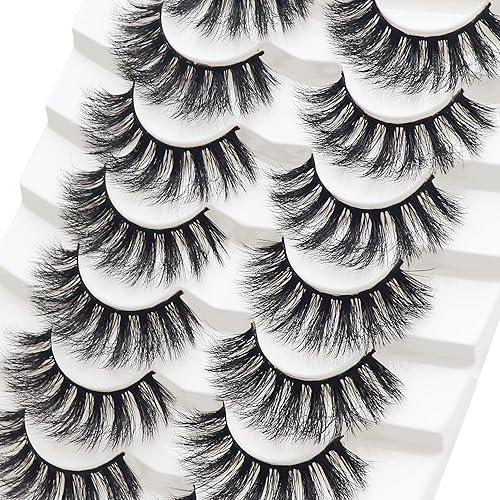 Miniatura 4 de Losha Pestañas postizas esponjosas, pestañas postizas de volumen suave, paquete de 7 pares de pestañas postizas veganas, pestañas postizas