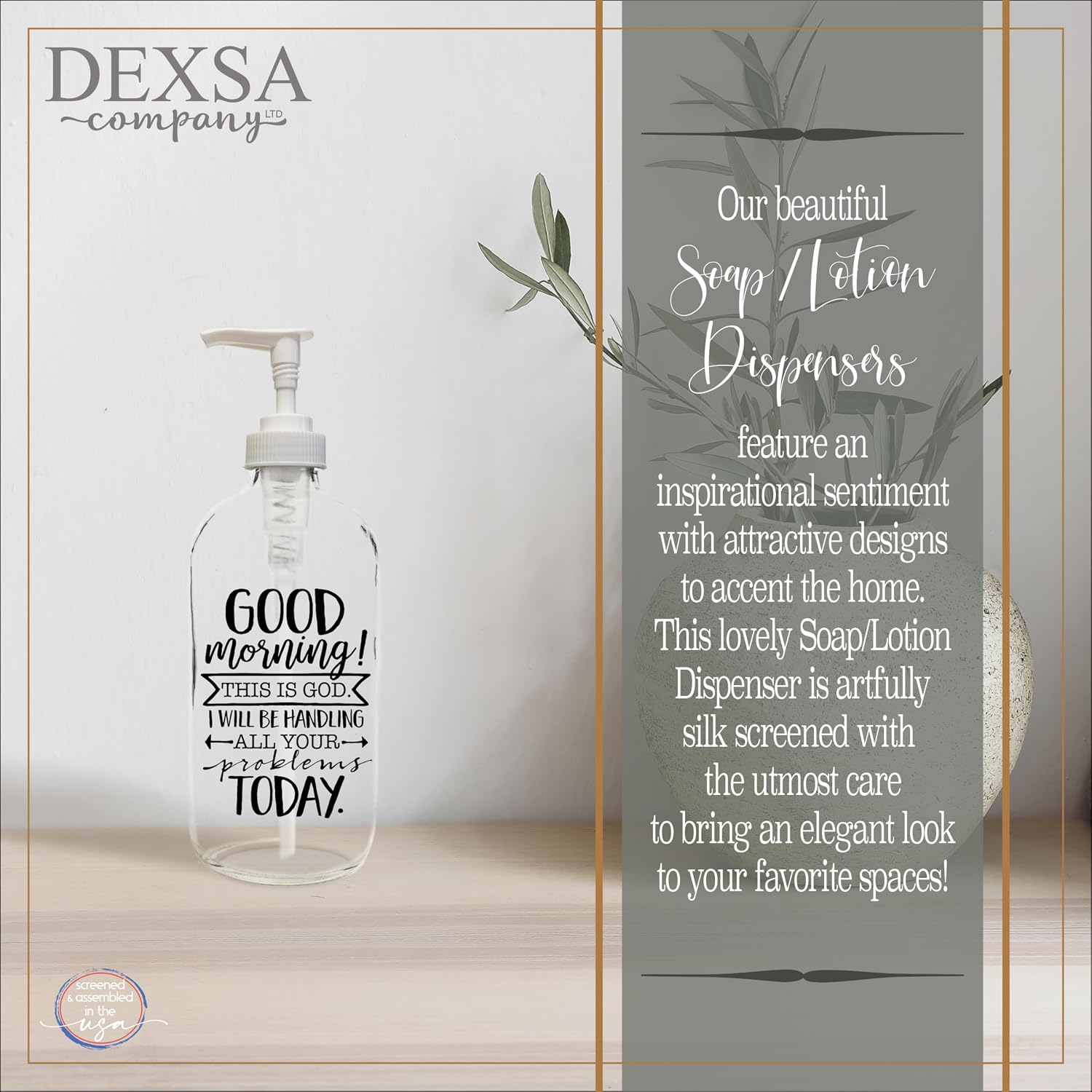 Dexsa Good Morning! This is God 16 oz Glass Soap Dispenser image 2