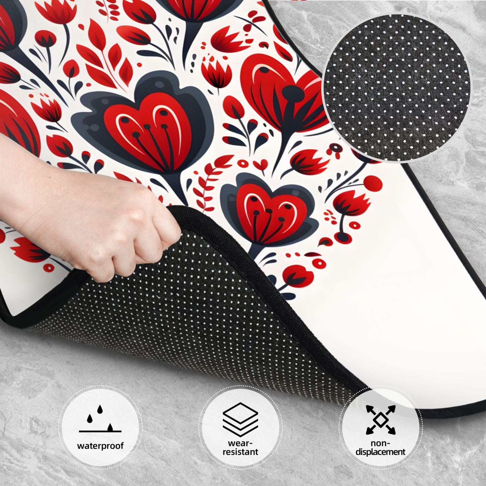 Set 4 Tappetini Auto Rosa Fiori Tuning Universali Antiscivolo Kit