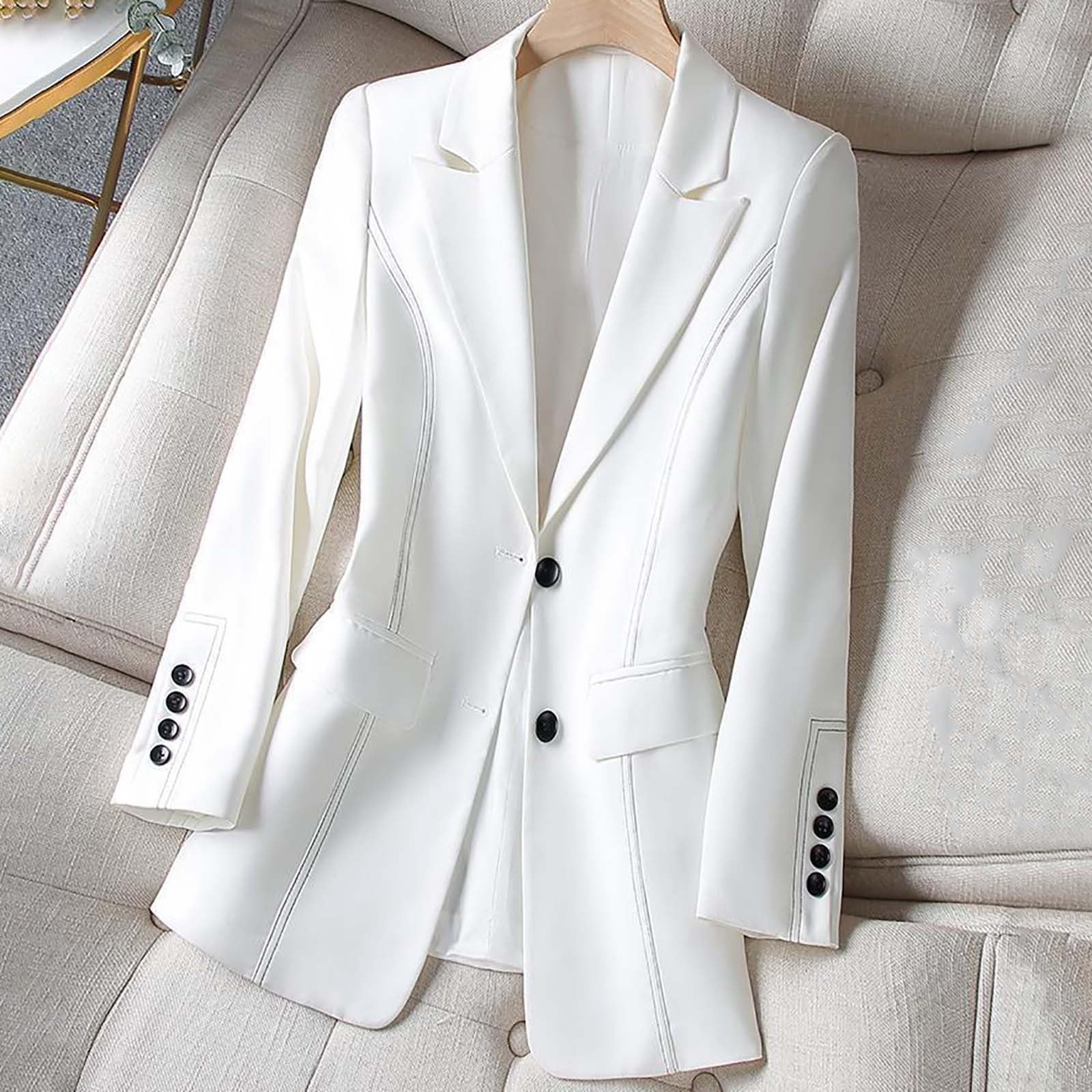 Blazers para mujer de negocios del Reino Unido, casual, entallado, cuello de solapa, chaquetas para mujer, elegante, de manga larga, ropa de abrigo 2025, a la moda, trabajo, oficina, chaqueta, abrigo