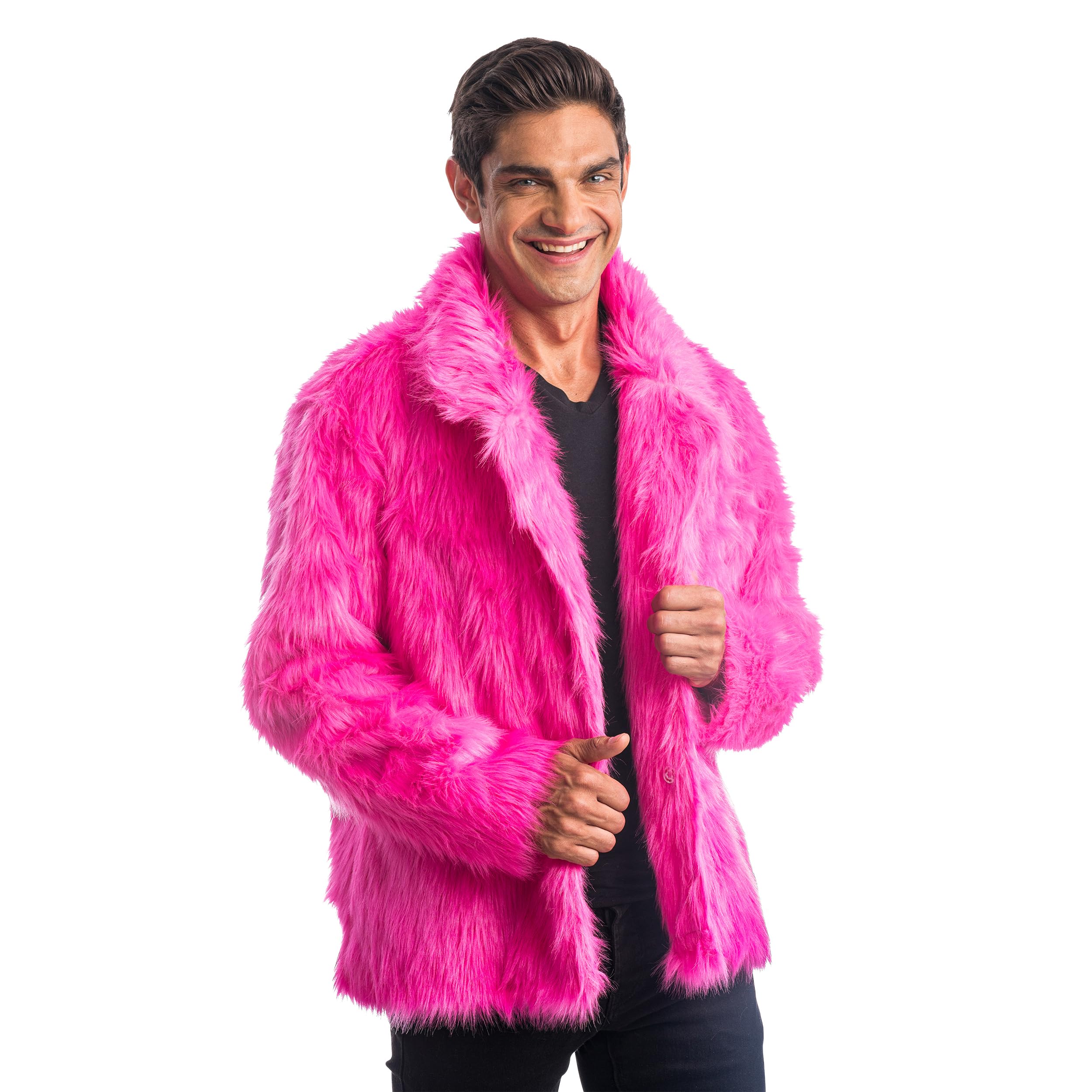 Chaks - Adult Faux Fur Jacket Faux Fur Jacket for Carnival, Festival, Party Fashion, magenta, XL
