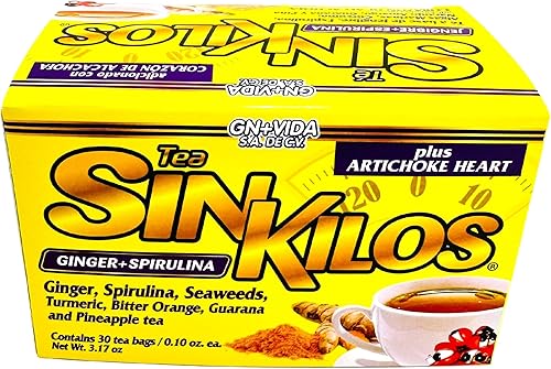 Miniatura 7 de SinKilos Detox Tea GN+Vida Potente té limpiador con jengibre, espirulina, cúrcuma naranja y piña fórmula antioxidante saludable, sin cafeína, todo