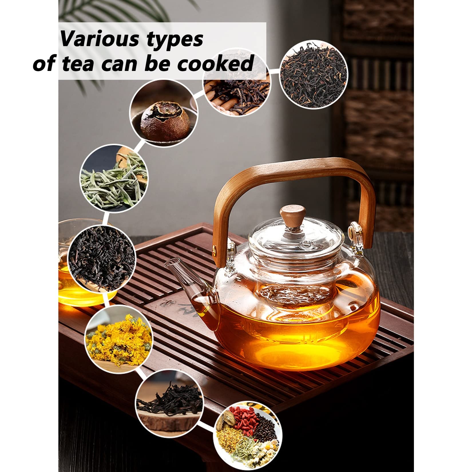 HOUZI Théière En Verre Borosilicate Transparent Avec Infuseur En Acier