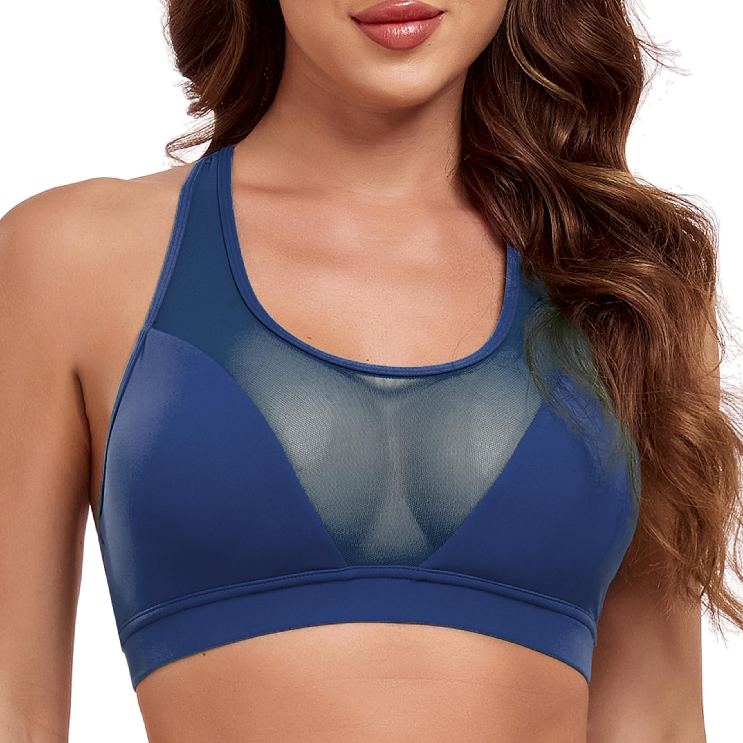 WE CUFFLLE Sports Bra for Women Padded Underwear Top Athletic Running Sports Bra Workout Bra Yoga Bra (US, Alpha, Small, Regular, Regular, Navy Blue)