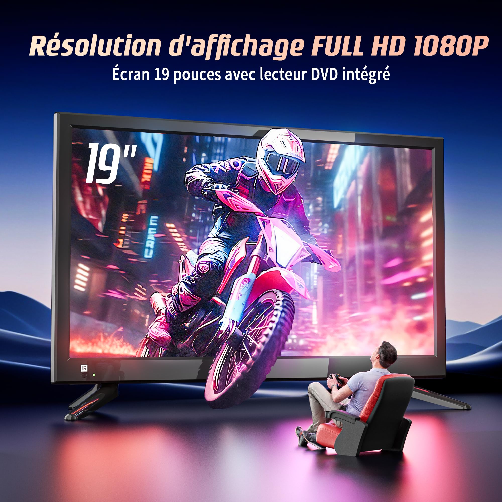 Desobry 19 Pouces Petite Télévision avec Lecteur DVD intégré