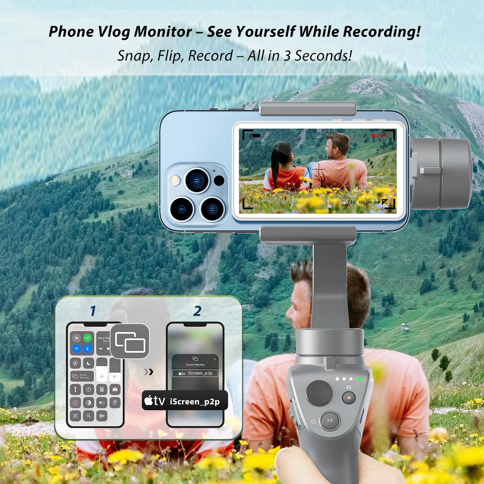 Wireless Selfie Screen For IPhone, Rear Back Camera Monitor For Selfie Vlog L - View #4