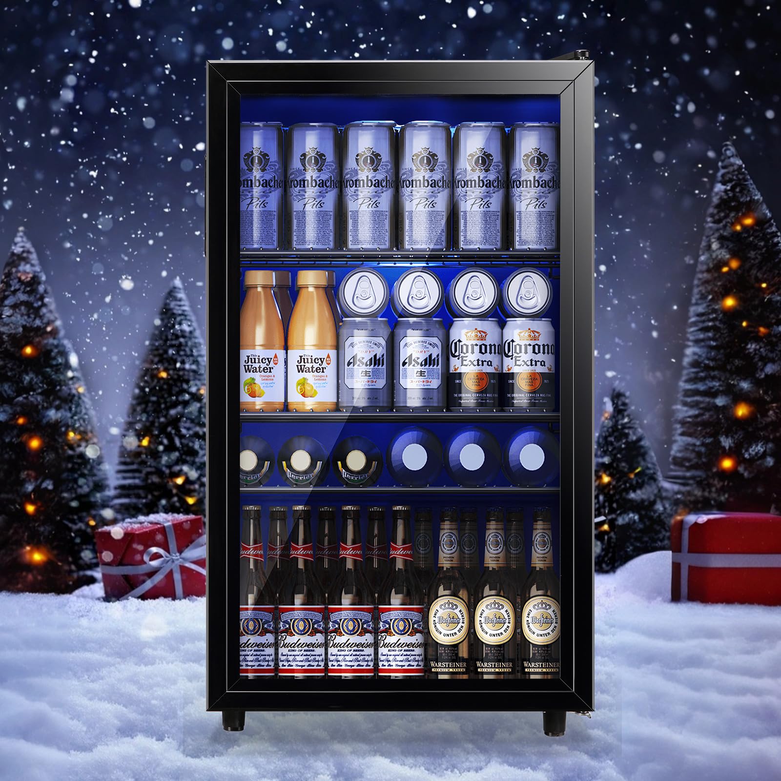 Tacool 3.5 Cu.Ft Beverage Fridge Mini Refrigerator Soda Cooler Glass Door Featuring LED Light & Adjustable Shelves,7 Modes Ideal For Apartment, Office, Dorm on Fridge.com - View 2