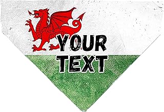 Wales Dog Bandana Personalised, Welsh Flag with Dragon Slide on Collar bandana for pets, Wales Custom Pet Bandana, Wales Cat Bandana, Welsh Dragon Neckpiece for Pets (Medium)