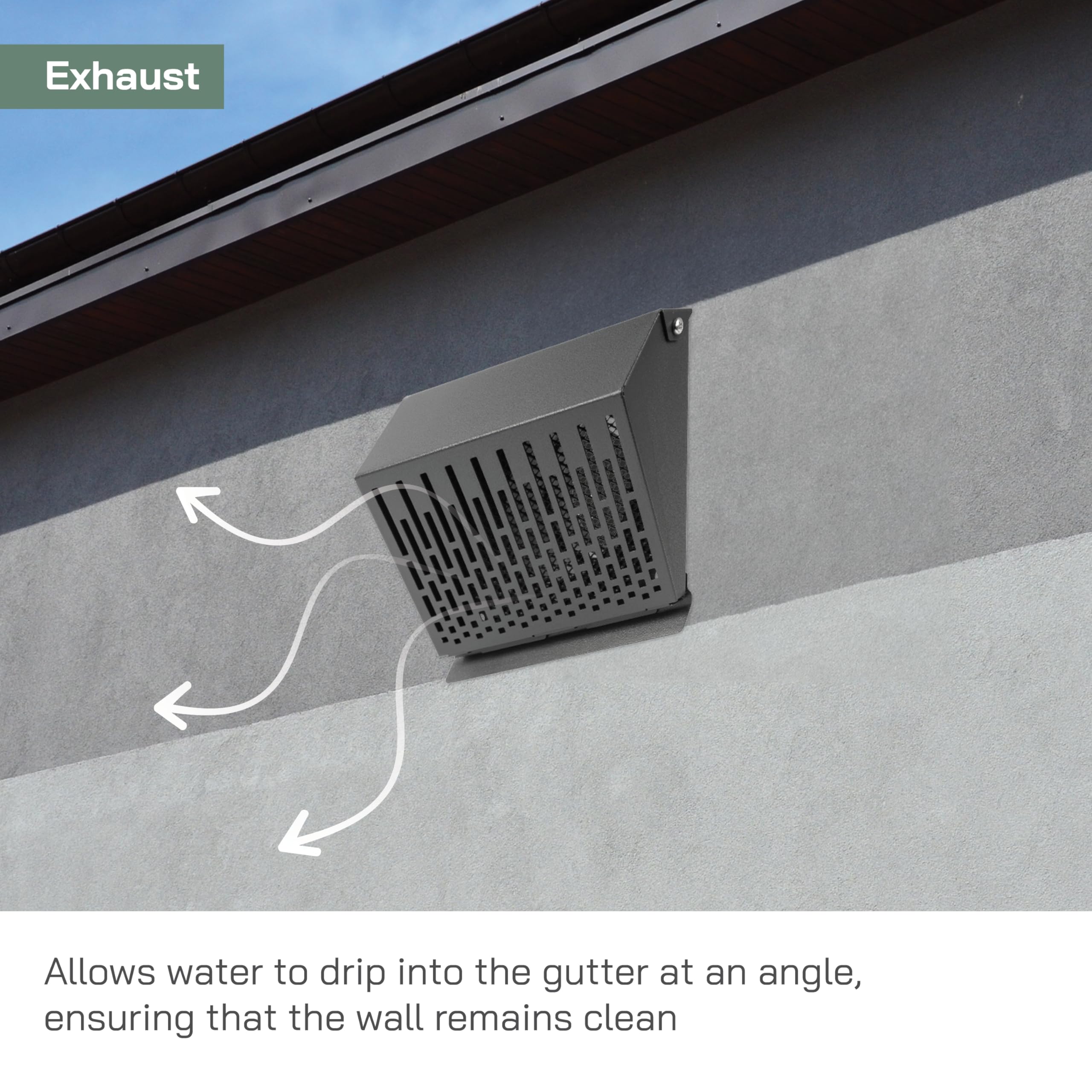Vent Systems 100 mm / 4" Inch Exhaust Vent Cover with Rubber Gasket, Graphite Black Galvanized Steel - Image 2