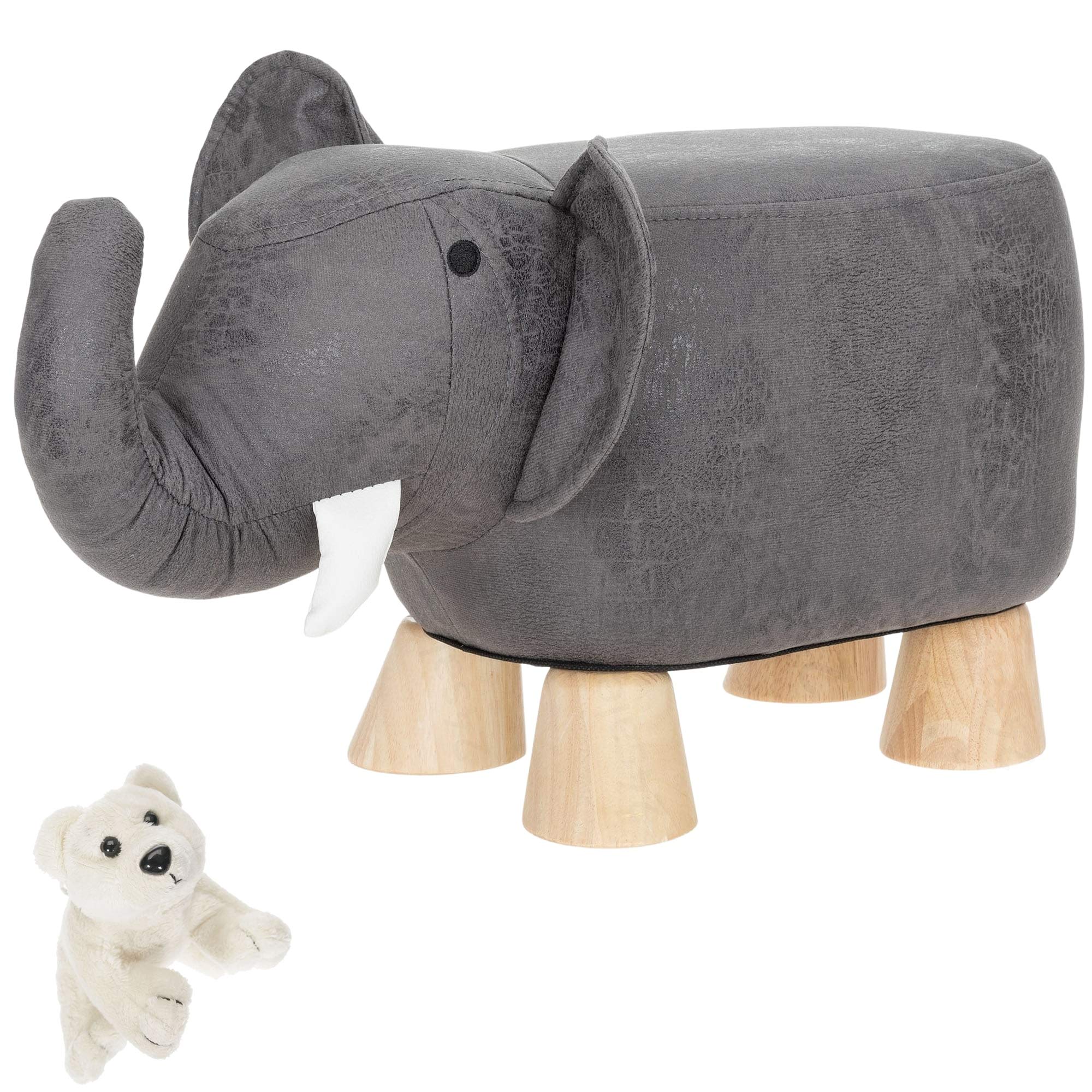 Set Kinder Tierhocker Kinderhocker für Jungen Mädchen ab 2 Jahre Kindermöbel Kinderstuhl Hocker Stockerl Auswahl + Eisbär (Elefant Manni grau)