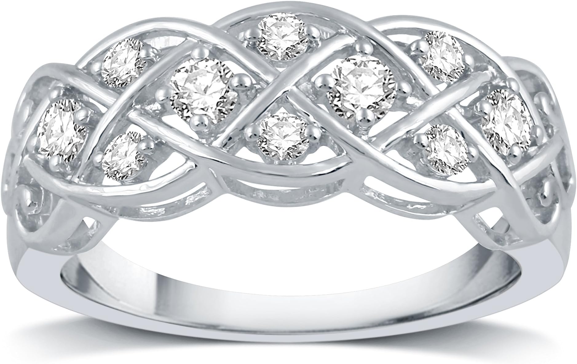 1/3 CT.T.W. Diamond Sterling Silver Criss Cross Anniversary Ring