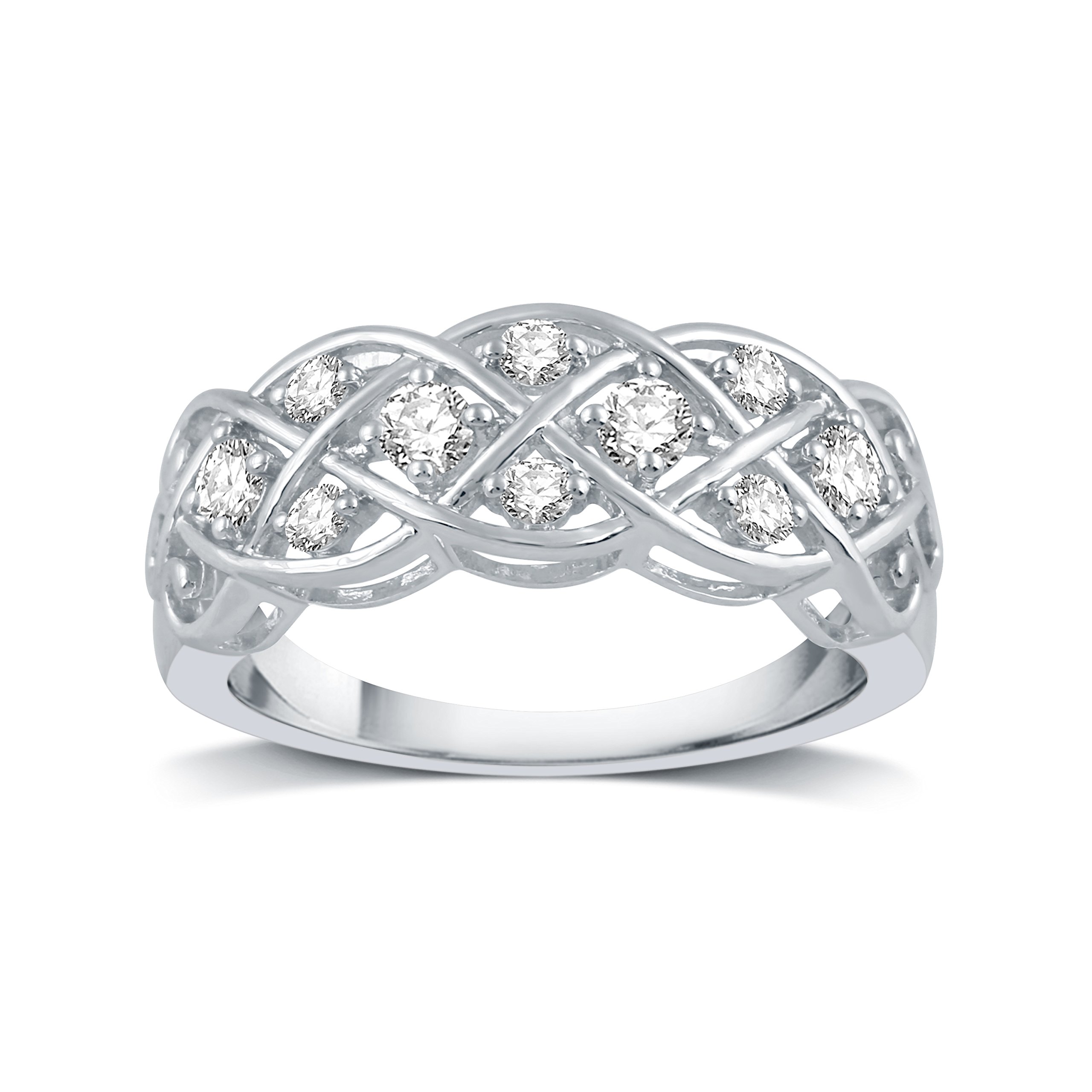 1/3 CT.T.W. Diamond Sterling Silver Criss Cross Anniversary Ring