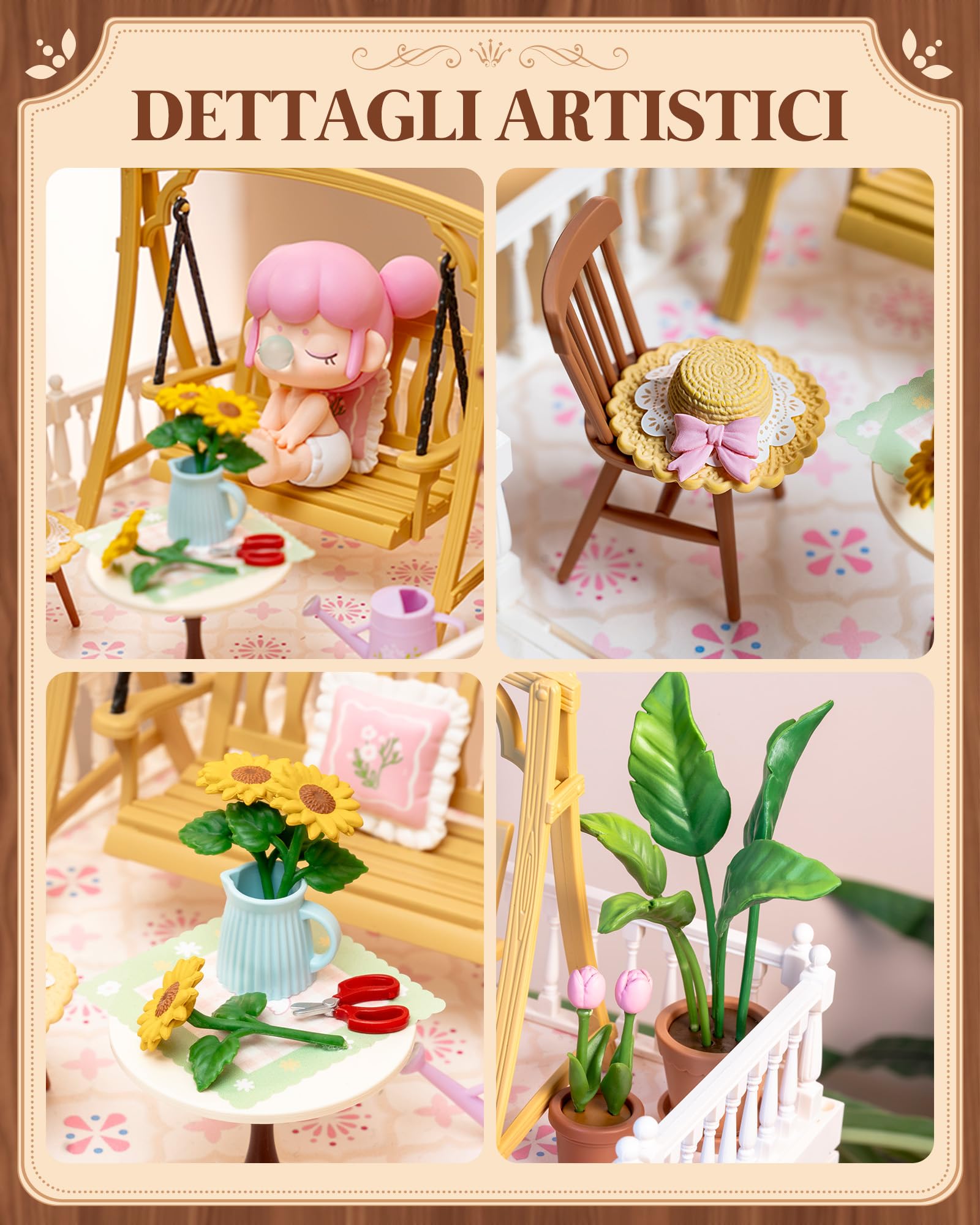 Rolife Super Creator Accessori Kit di Modellini in Miniatura fai-da-te, Casa delle Bambole Compatibile con il Super Creator, Regalo di Natale e Compleanno per Adulti (Terrazzo Soleggiato)