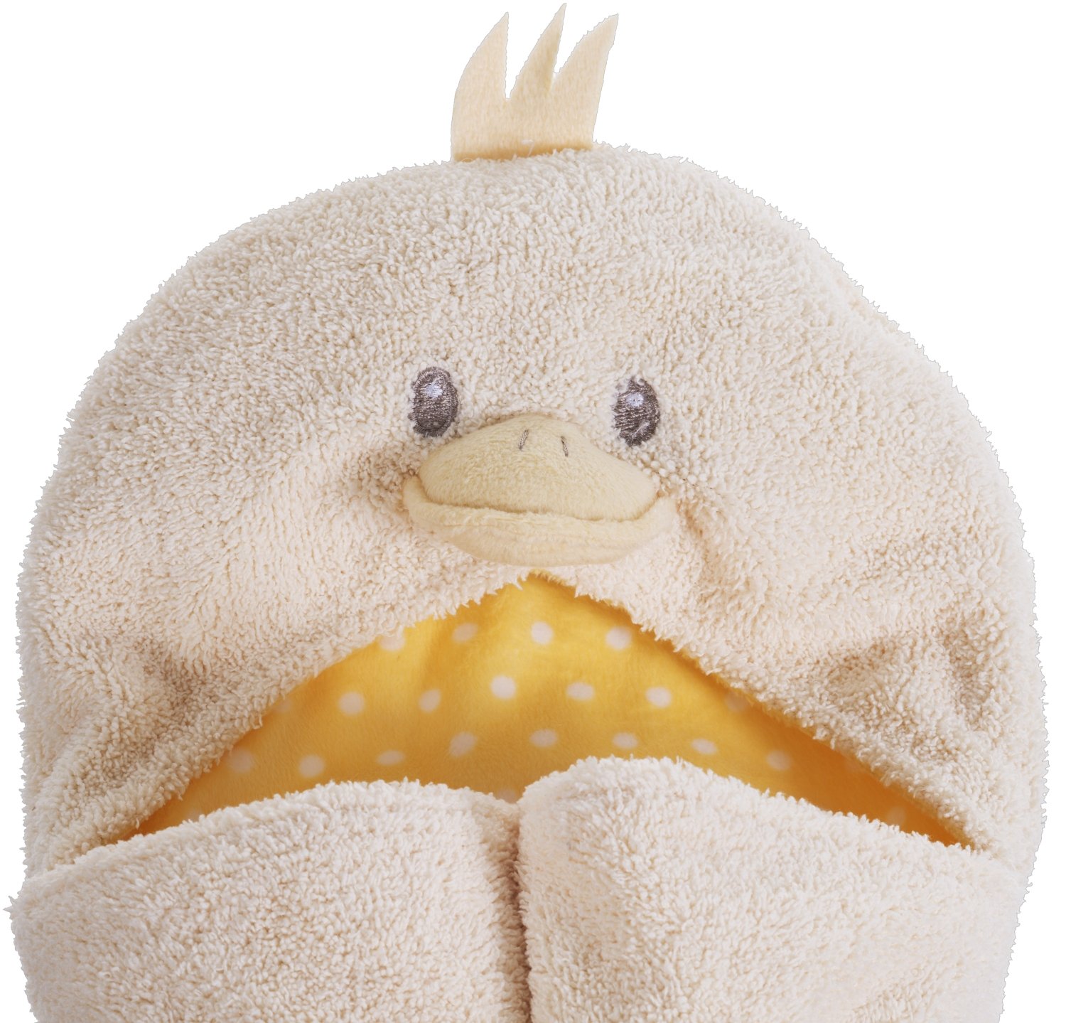 BIECO 38140135 bébé à capuchon Kuscheltuch de canard, 100 circa x 75 cm, jaune