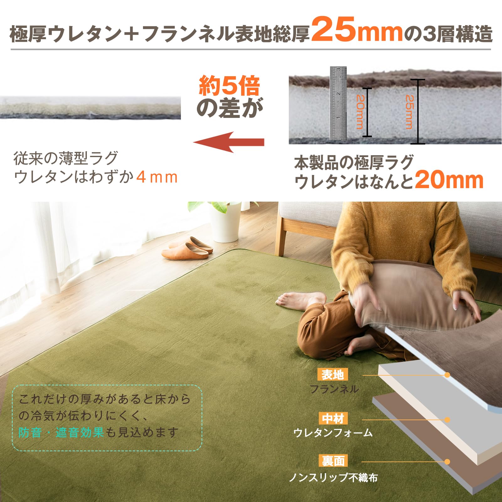 Colorsroom カーペット ラグ 極厚25mm 200×250cm 約3畳 Amazon | Colorsroom カーペット ラグ 極厚25mm 200×250cm 約3畳
