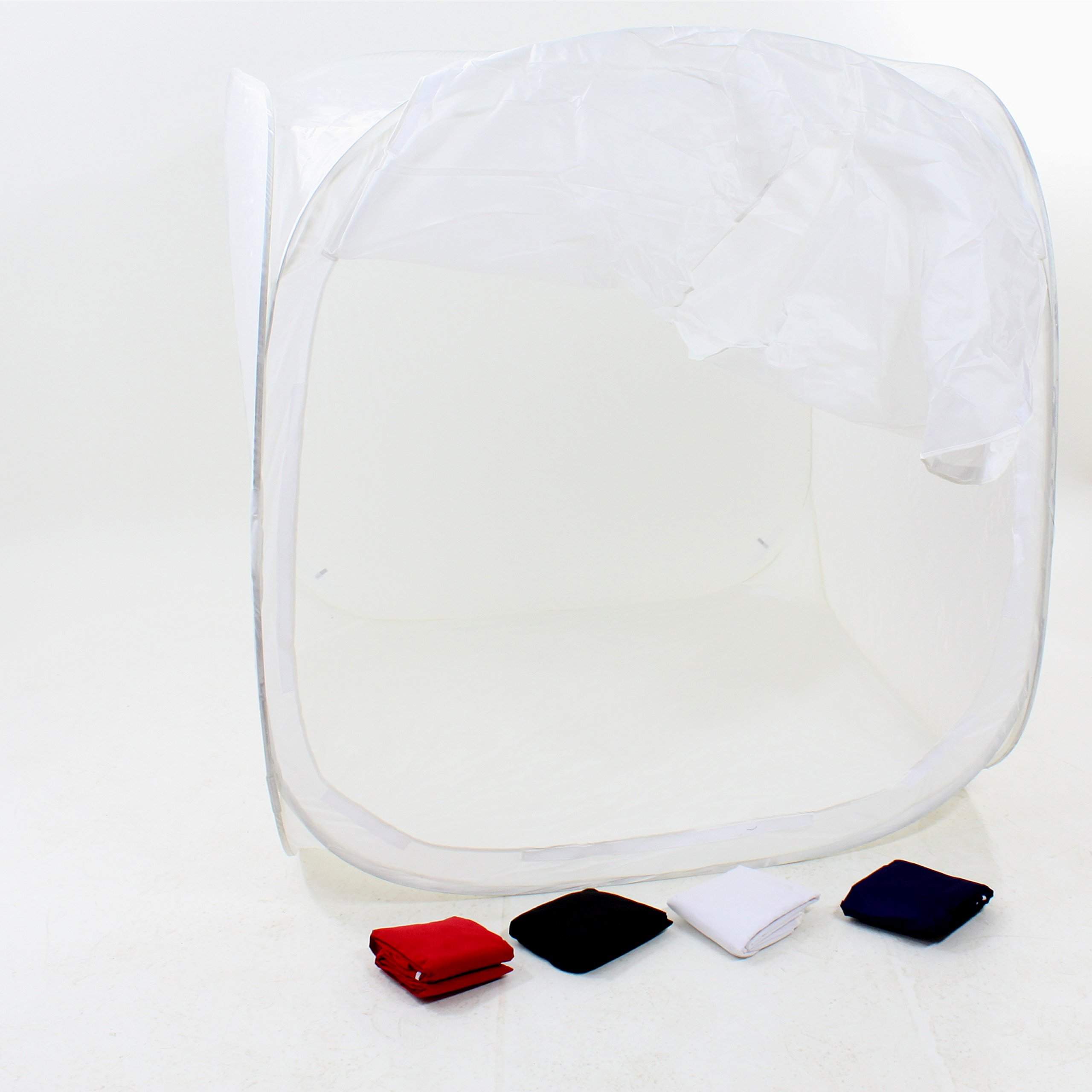 DynaSun PB01 120x120x120cm XXL Tenda Luce Cubo Professionale Softbox Diffusore Semirigido Pieghevole con 4x Fondali Bianco Nero Blu Rosso e Borsa da Trasporto