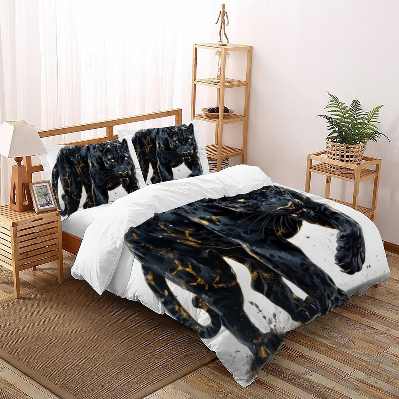 Housse de couette 260x220 guépard pour chambre d'ado garçon déco jungle moderne