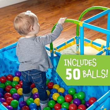 Eezy Peezy Active Play 3 in 1 Jungle Gym PlaySet Includes Slide, Ball Pit, Toss Target with 50 Colorful Balls
