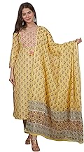MEERA FAB Women's Cotton Printed Green Printed Straight Embroidery Kurta with Palazzo & Dupatta Set