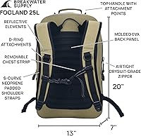 Vista 5 de Breakwater Supply™ Mochila impermeable IP68 sumergible con cierres herméticos Para portátil, viajes al aire libre Fogland 25L 20L 15L, 25 L