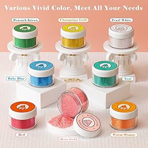 Edible Glitter for Drinks - Edible Shimmer for DIY Wine Cocktails Champagne Beverages Food Grade 8 Colors Coloring Glitter Dust 4g /Bottle
