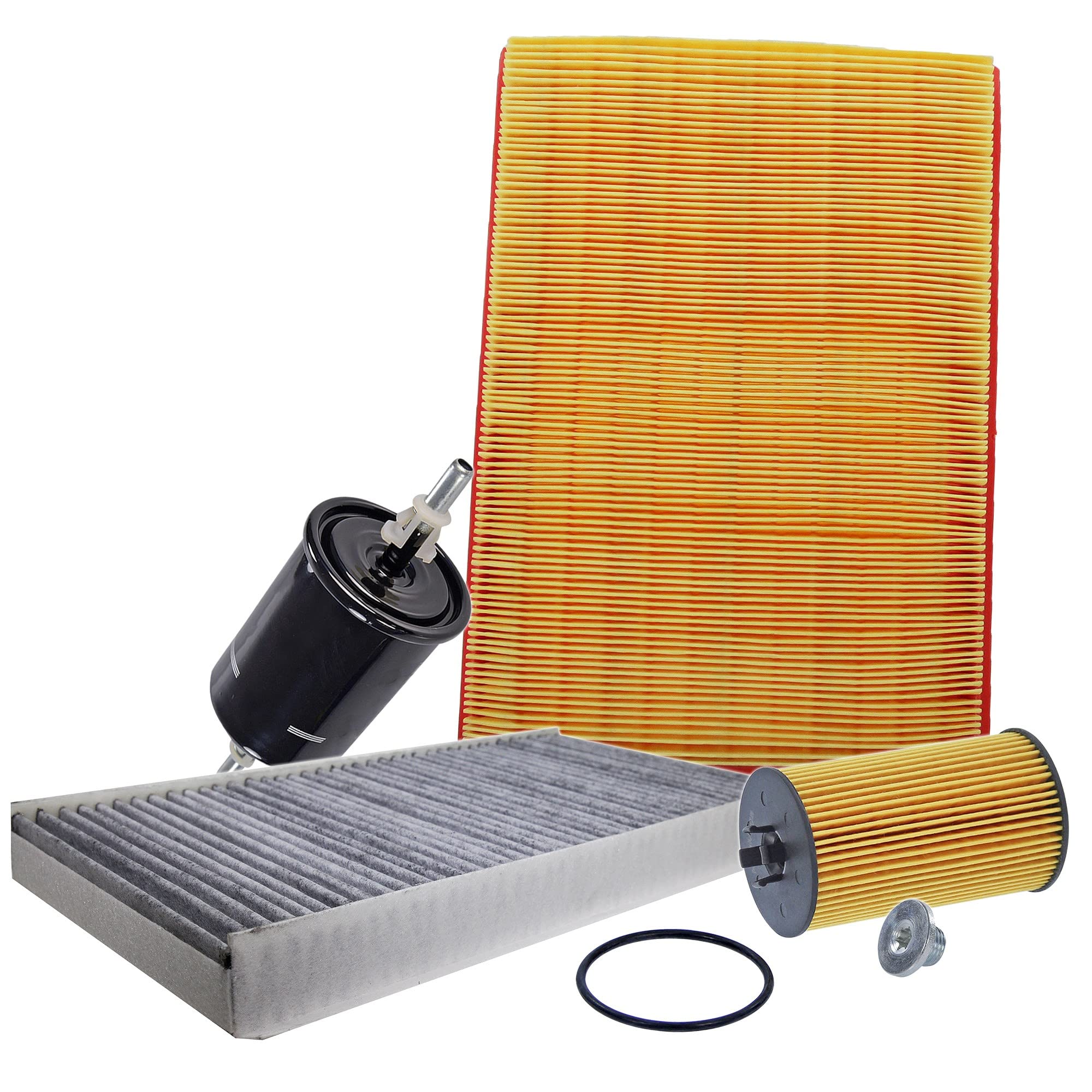BESTPRICE Kit D'inspection Kit De Filtration 1x Filtre à Huile, 1x Filtre à Air, 1x Filtre D'habitacle, 1x Filtre à Carburant, Compatible