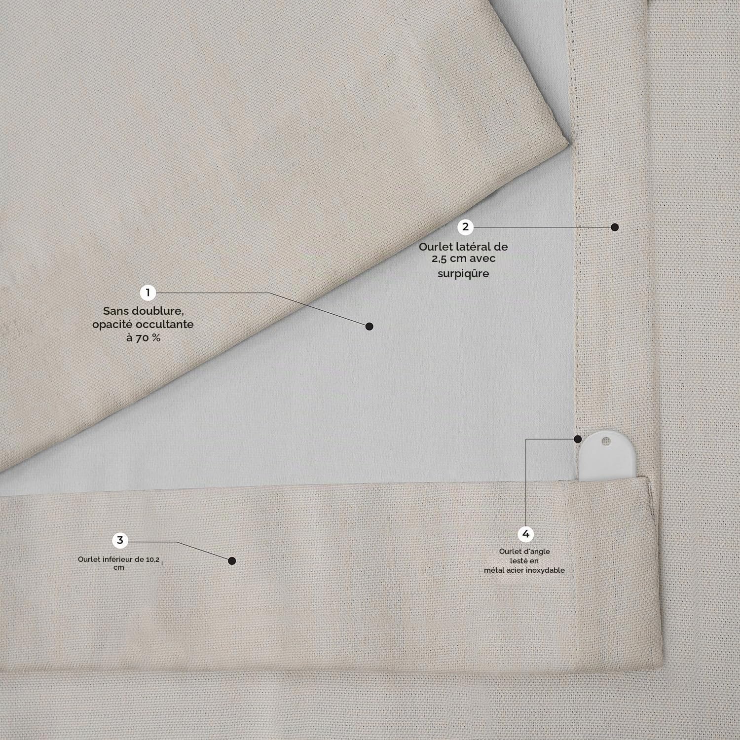HPD Half Price Drapes Rideaux occultants texturés en Faux Lin pour Chambre à Coucher - 213 cm de Long (1 Panneau), 127 x 213 cm (l x L), Bouleau