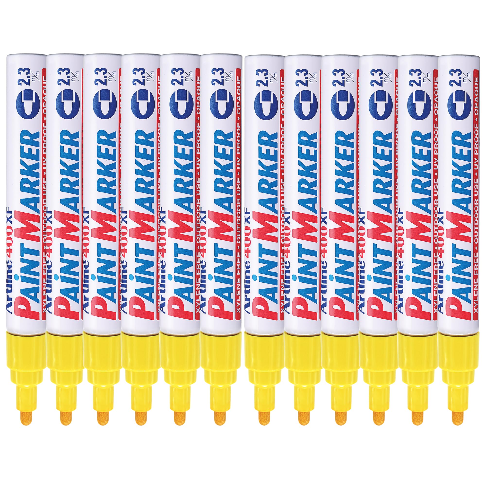 – Artline 400 Paint Markers for Outdoor or Industrial Use Bullet Tip 2.3mm Line Yellow Ref A4006 [Pack of 12]