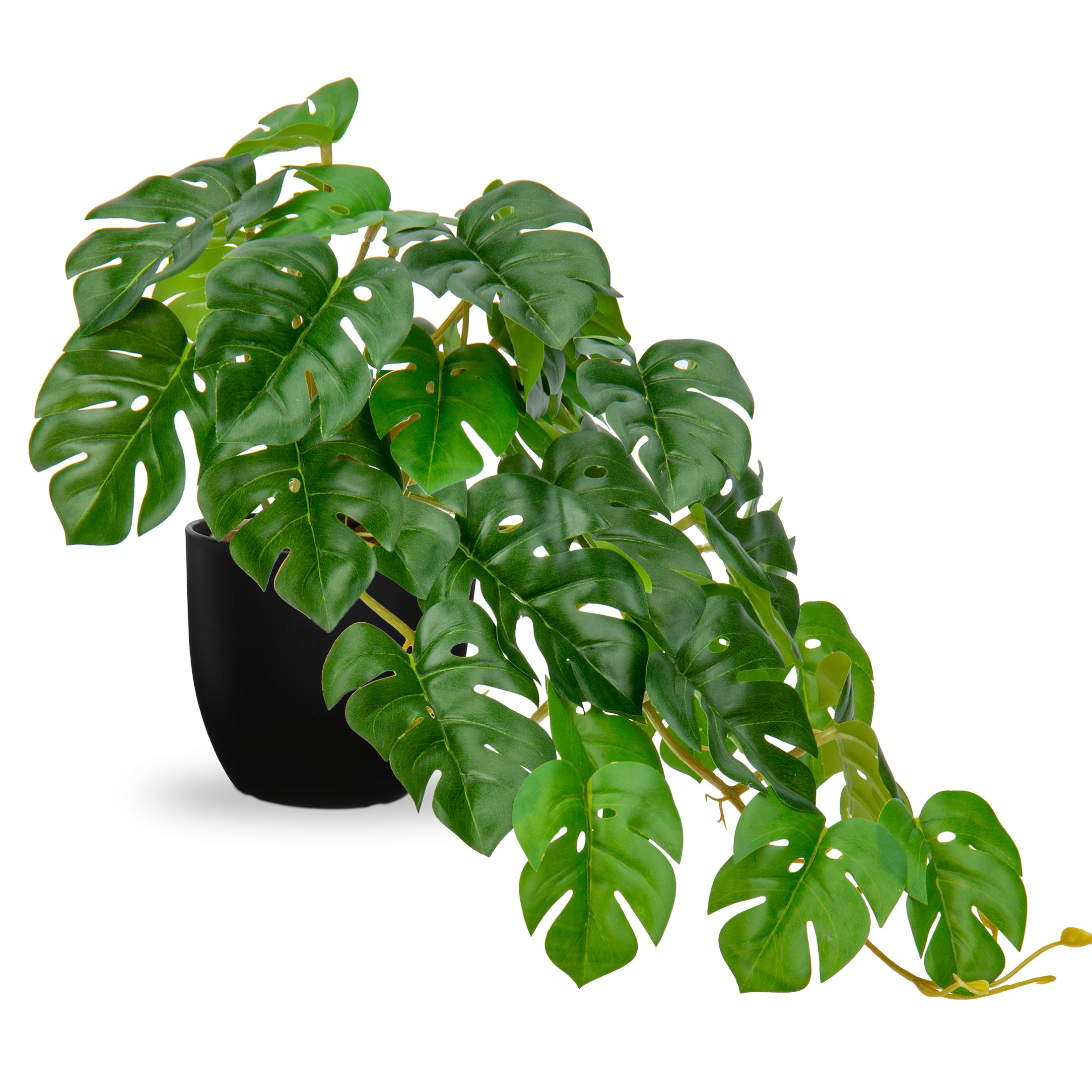 Hollyone Artificial Plants in Black Pots, Fake Monstera Plant Decorative Faux Potted Plants