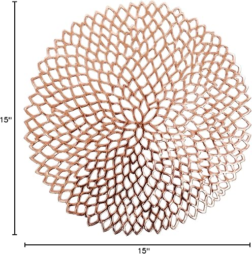 Miniatura 8 de Mantel individual hueco metálico de vinilo prensadocargadorcentro de mesa de boda redondo, mantel individual de vinilo prensado para mesa de
