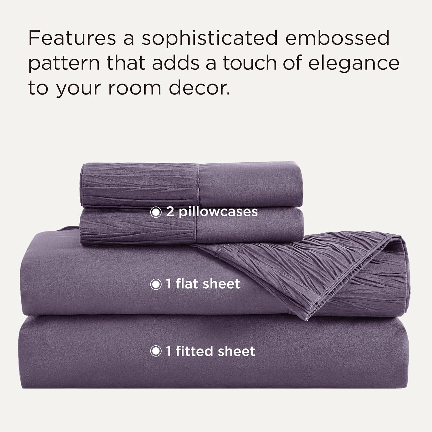 bedsure king size sheets set - 4 pieces soft king sheets - breathable & cooling - hotel luxury - easy care polyester microfiber bedding for women, men, dusty purple 28 - dusty purple king