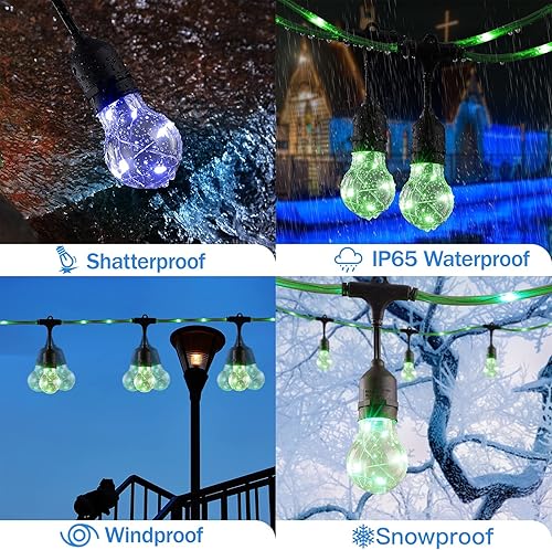 Miniatura 4 de GLSbuld Guirnalda de luces para exteriores, bombillas que cambian de color, luces de patio con cuerda de hada, cadena de luces para exteriores e