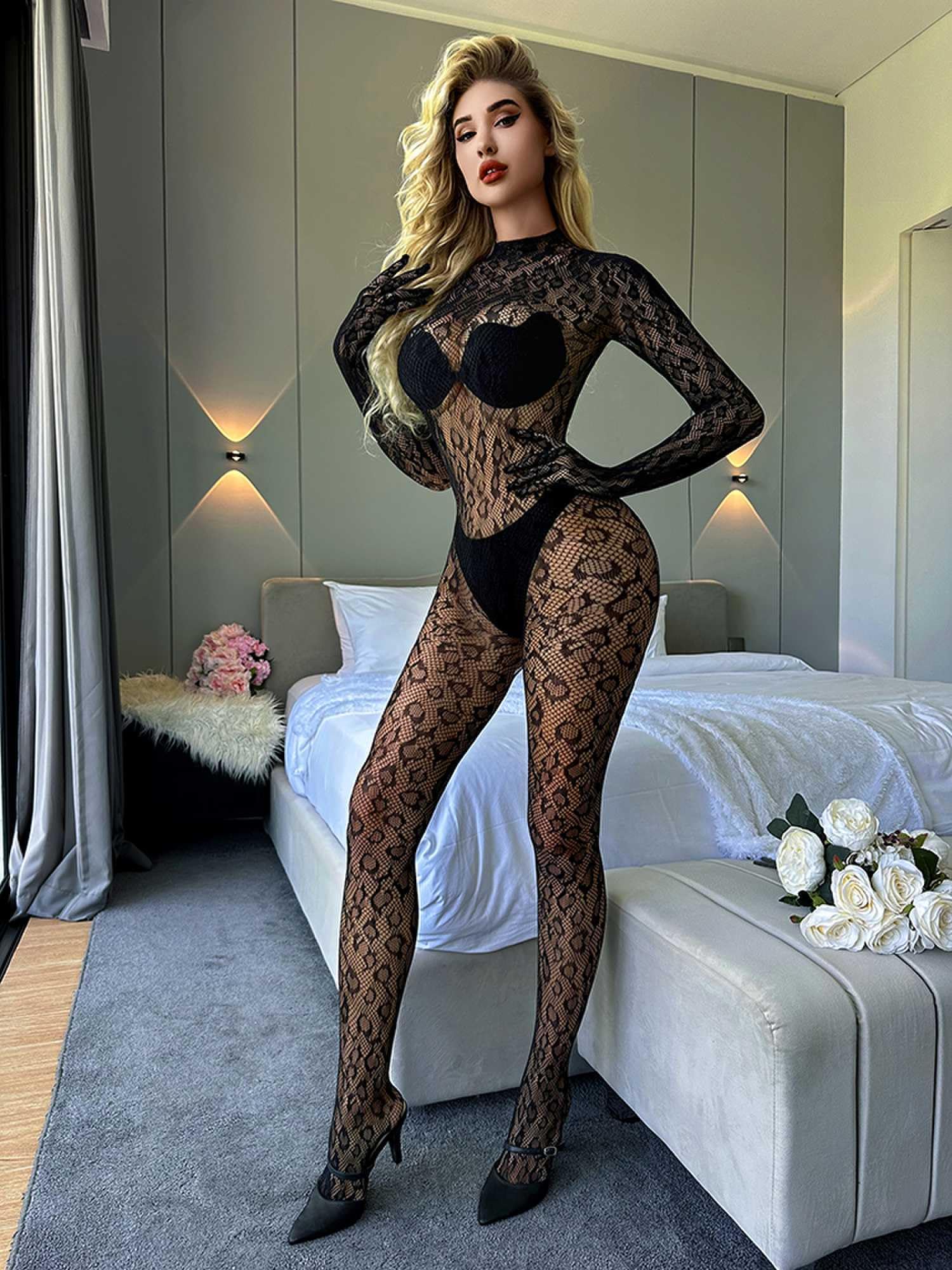 MAURNEE® Women's Polyimide and Elastane Full Body Stocking (MS_2025_Black_Free Size) (Black, Free Size) - Image 4 thumbnail