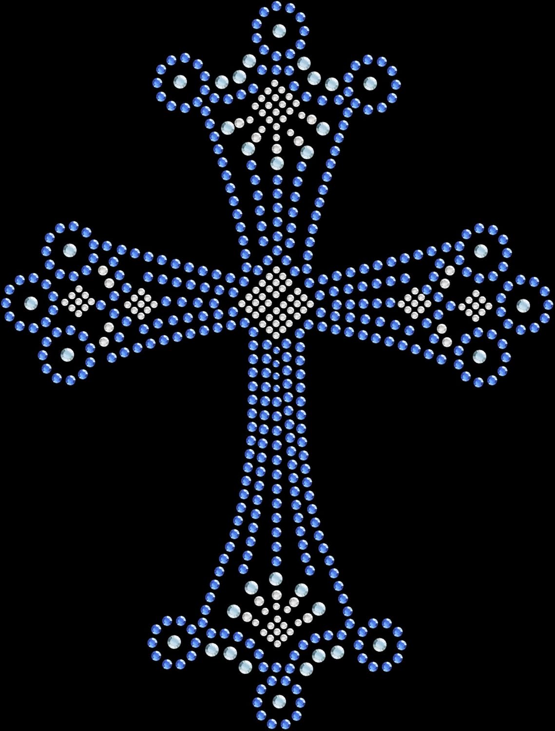 Rhinestone Bling Sparkle Iron On Transfer DIY White Clear Blue Cross