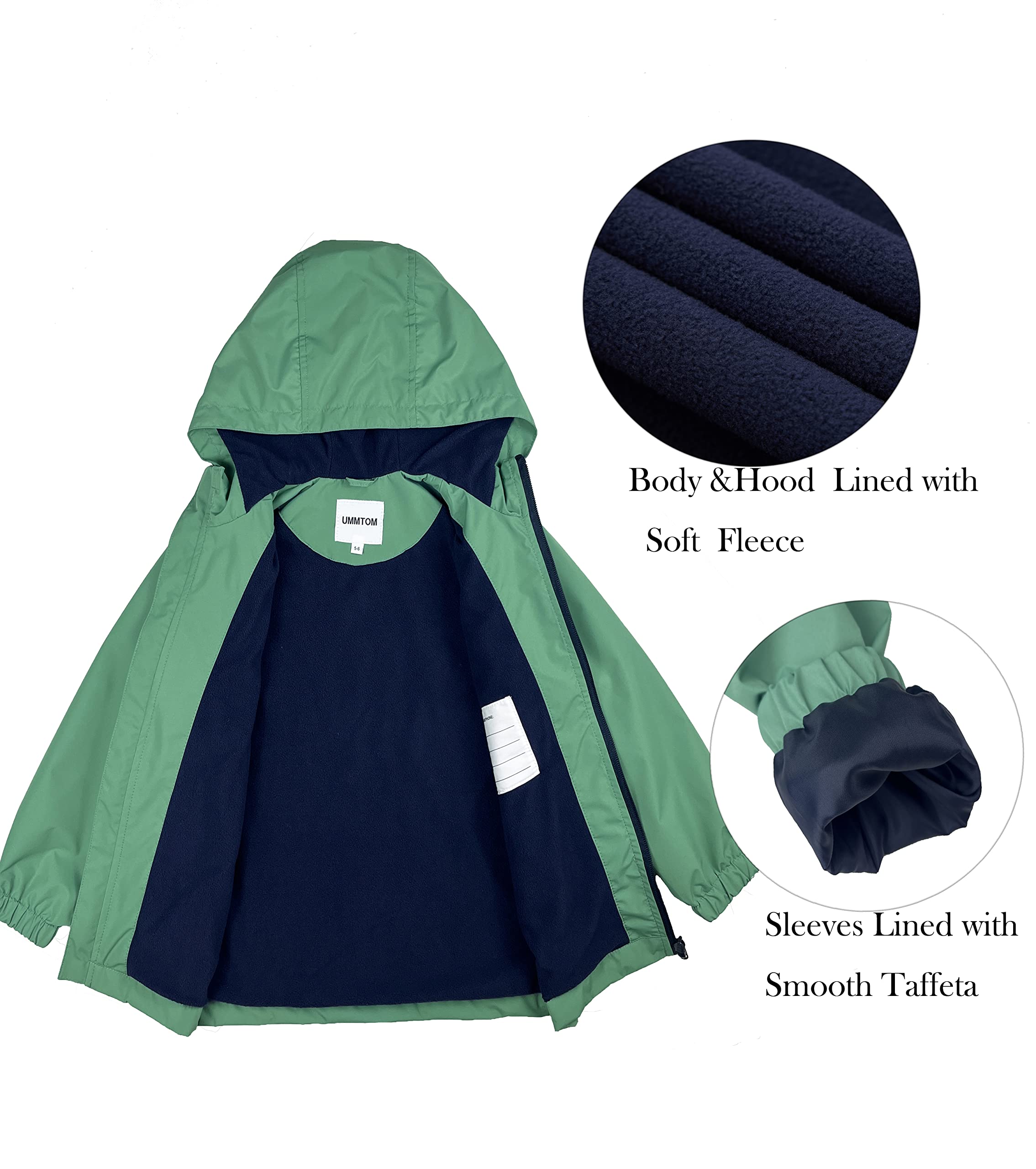 Chaquetas de lluvia para niños, ligeras, impermeables, con capucha, de forro polar, cortavientos para niños