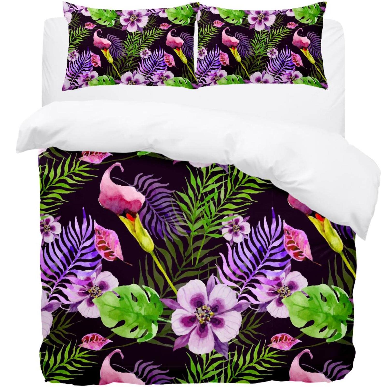 Housse de couette tropicale anti-chaleur et parure de lit d'été respirante à motif floral