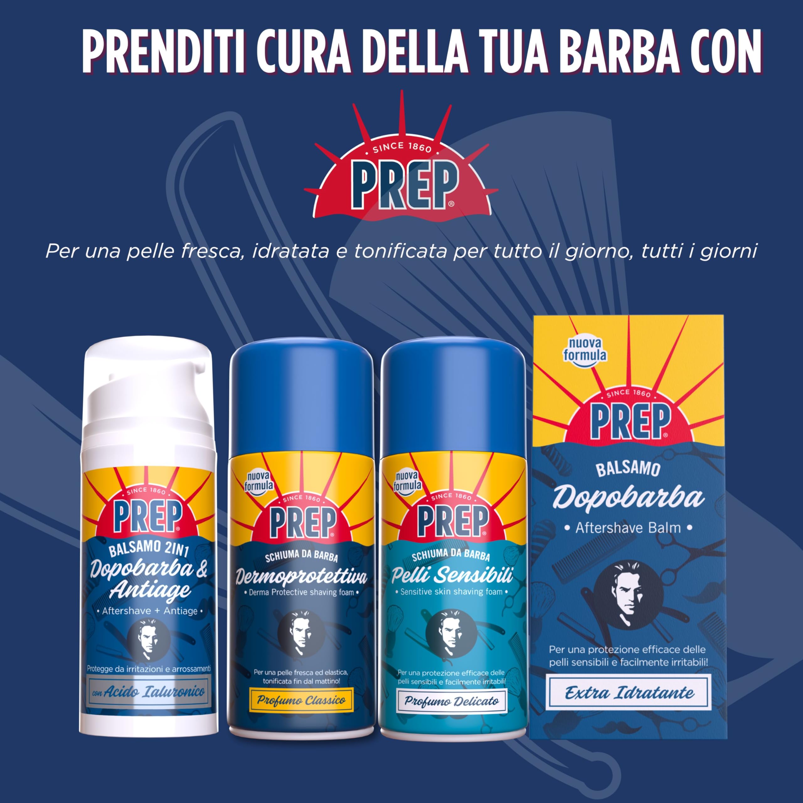 Prep, Schiuma da Barba Dermoprotettiva, Rasatura Facile e Perfetta, Per Tutti i Tipi di Pelle, Profumo Classico, 2x50ml